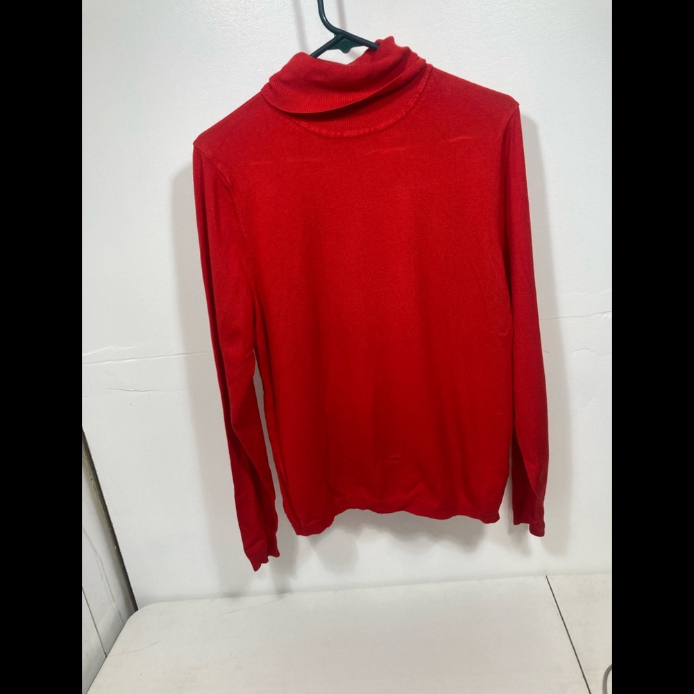 Grace Top Turtleneck Lipstick Red Rayon Blend Long Sleeve Knit Size XL.